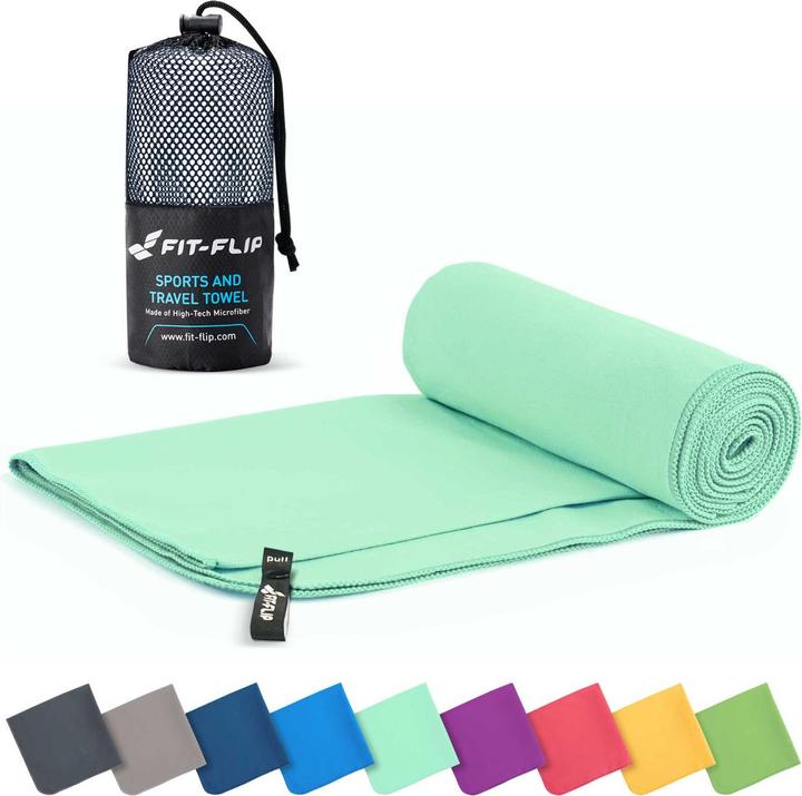 Actual product image Fit-Flip Mikrofaser Handtuch schnelltrocknend mit Tasche 80x160cm (80 x 160 cm)