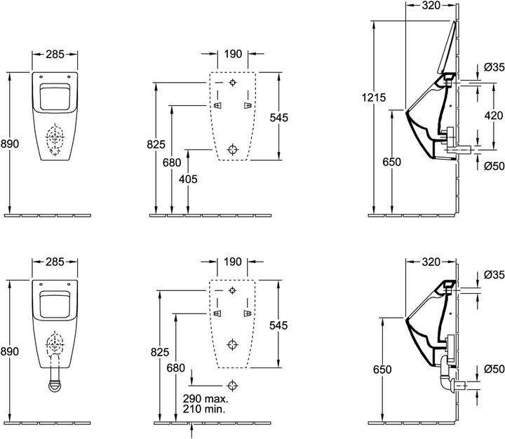 Produktbild Villeroy & Boch V&B Absaug-Urinal VENTICELLO 285x545x315mm DF für De we