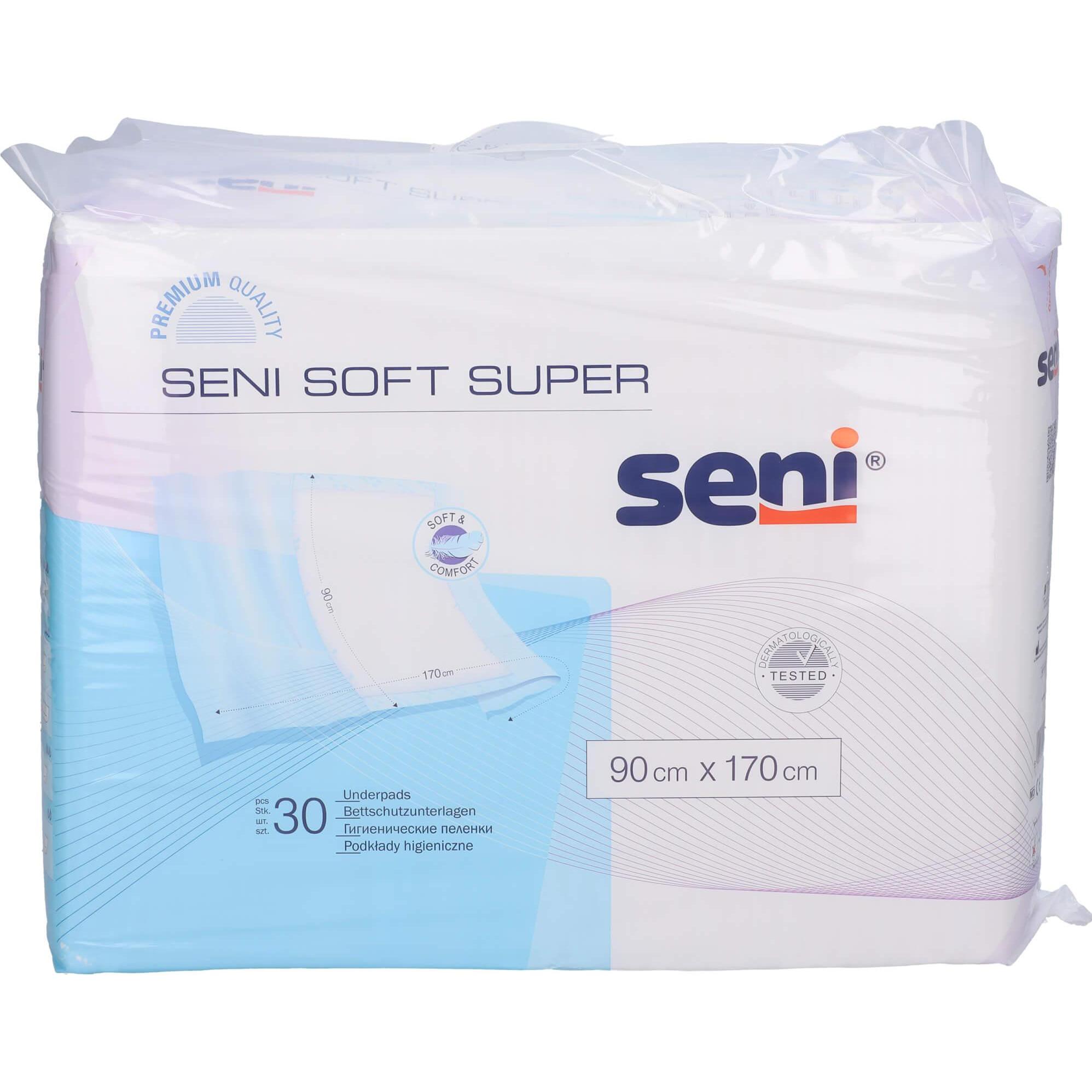 Seni, Inkontinenzhygiene, Soft Super Einmal-Bettschutz mit Flügeln 4 Tropfen (30 x)