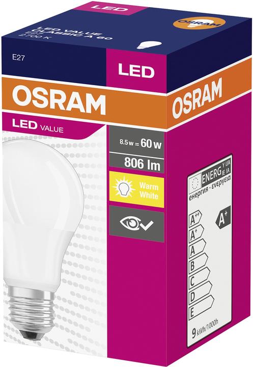 Actual product image Osram Star Classic A (E27, 8.50 W, 806 lm, 1 x, F)
