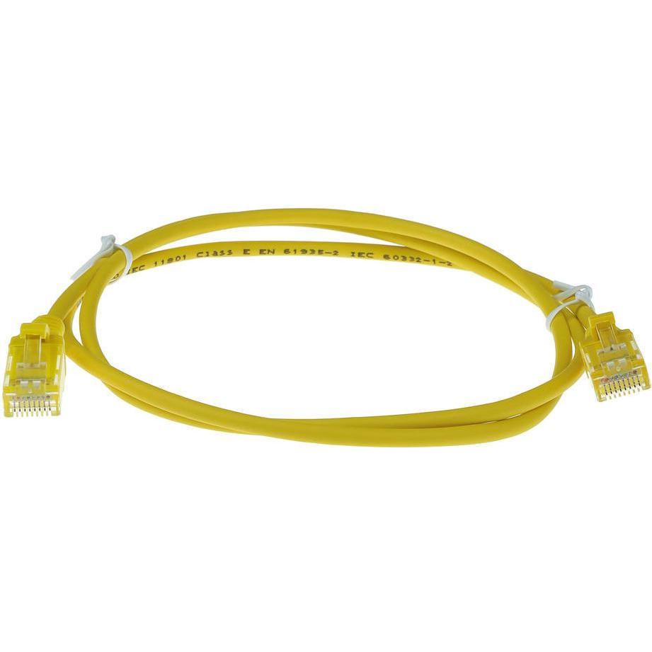 Thumbnail - ACT Yellow 7 meter LSZH U/UTP CAT6 datacenter slimline patch cable snagless with RJ45 connectors (U/UTP, CAT6, 7 m), Net...