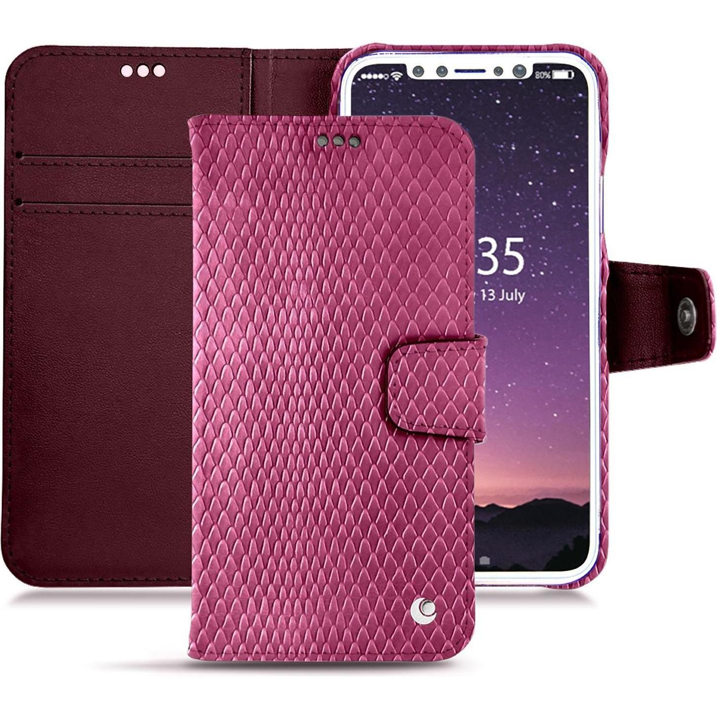 Noreve Lederschutzhülle Wallet (Apple iPhone XS), Smartphone Hülle, Rosa