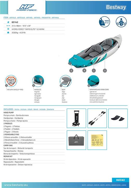 Produktbild Bestway Hydro-Force Kajak-Set Rapid Elite X2 312 x 98 x 44 cm (2 Pers.)