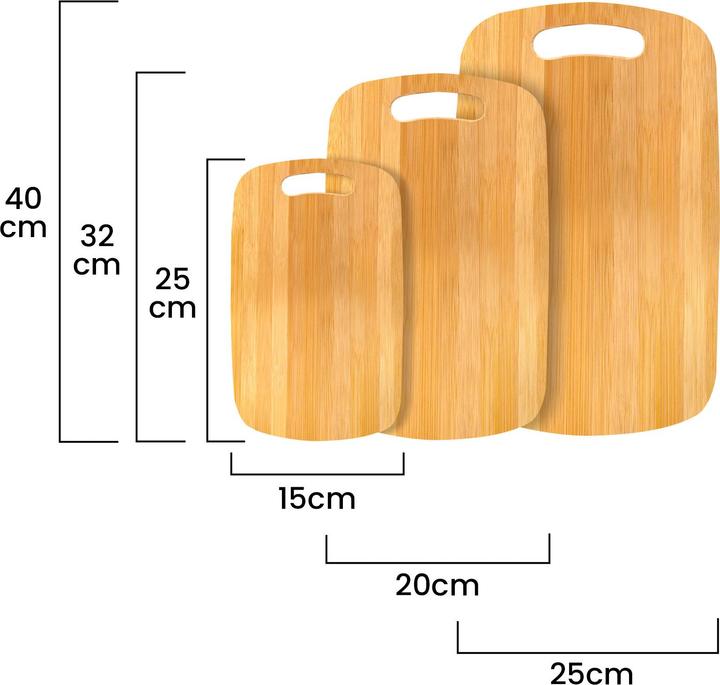 Actual product image Cheffinger Set of 3 bamboo chopping boards