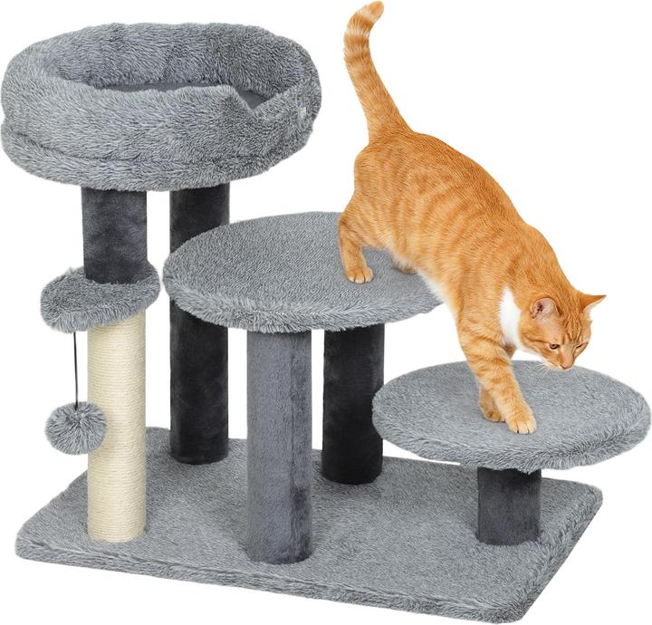 Image du produit PawHut Katzentreppe Spanplatte, Polyester Grau (Chat, Chien, Lavable)