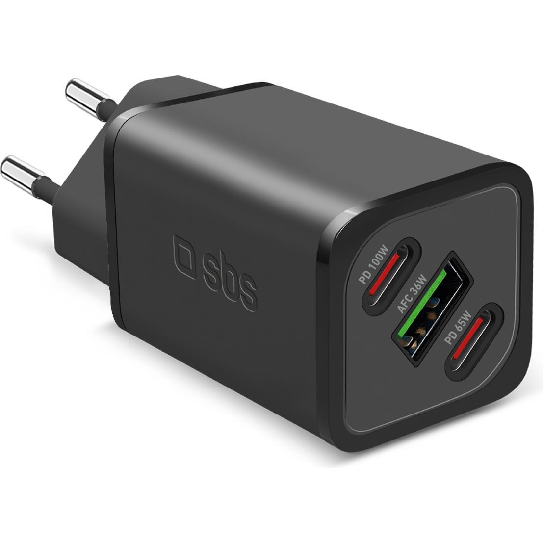 SBS PD Reiselader (100 W), USB Ladegerät, Schwarz