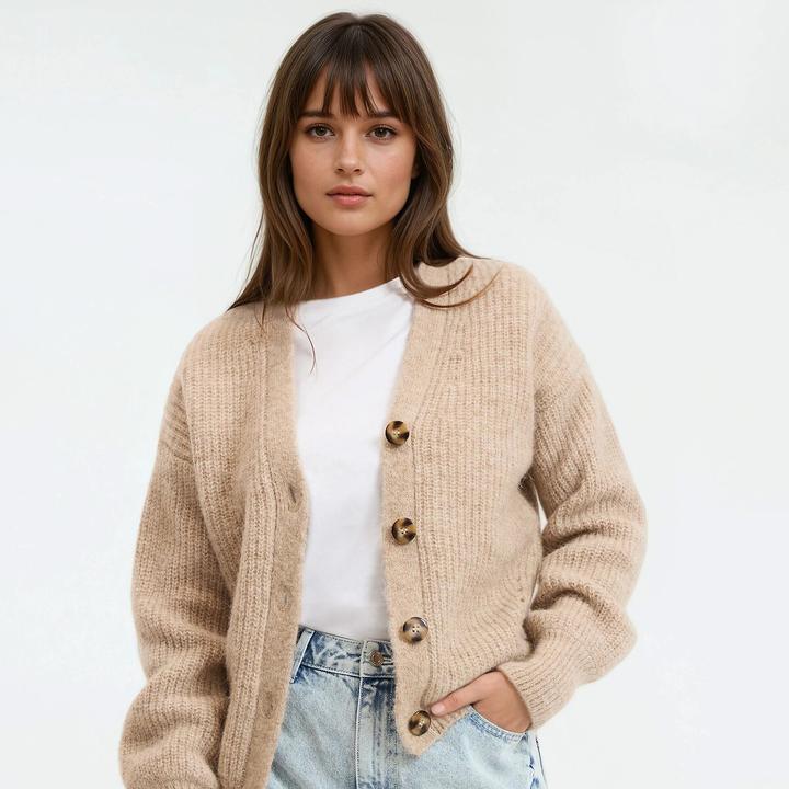 Produktbild La Redoute Collections Geknöpfte Strickjacke mit V-Ausschnitt (XL)
