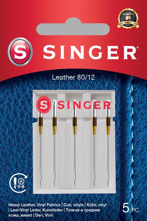 Singer Aiguille pour machine à coudre en cuir, 80/12, paquet de 5