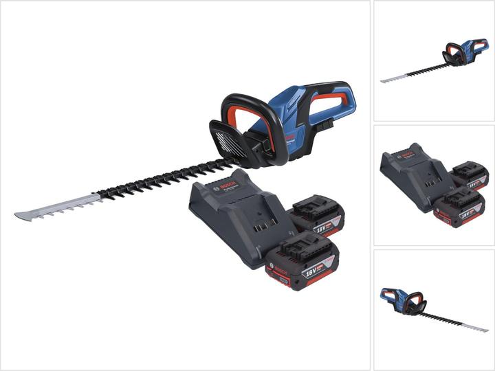 Actual product image Bosch Professional Bosch GHE 18V-60 Professional Akku Heckenschere 18 V 60 cm Brushless + 2x Akku 4,0 Ah + Ladegerät (Rechargeable battery operated)