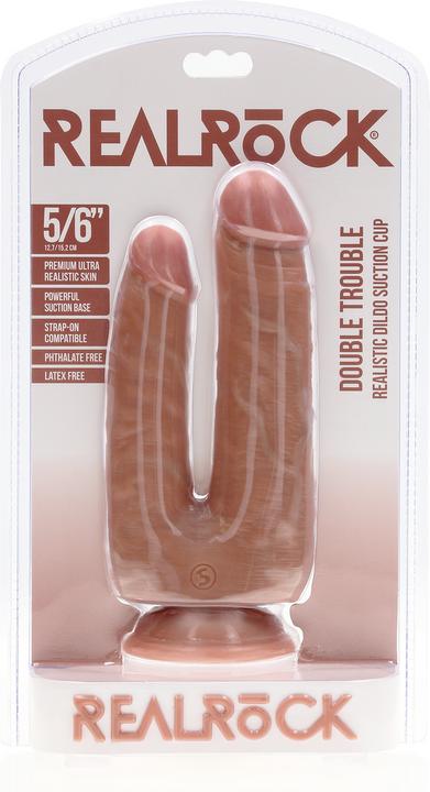 Image du produit RealRock Double Trouble Dildo 5/6 - 12,7/15,2 cm - Tan