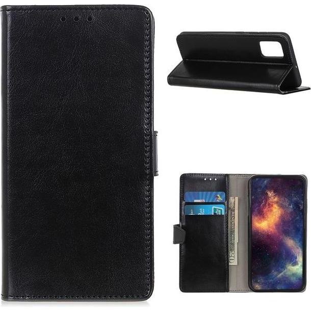 Thumbnail - MU Classic Crazy Horse Leder Bookcover Series (Samsung Galaxy A02s), Smartphone Hülle, Schwarz