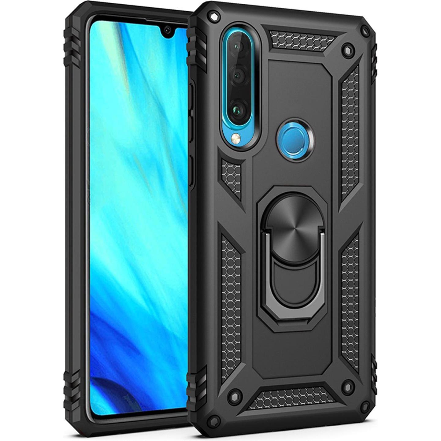 Nalia Ring Hülle (Huawei P30 Lite), Smartphone Hülle, Schwarz