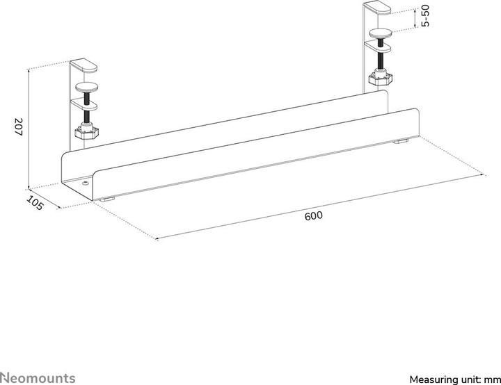 Produktbild Neomounts Kabelaufbewahrung -5kg Klemme/universal/60cm/weiss