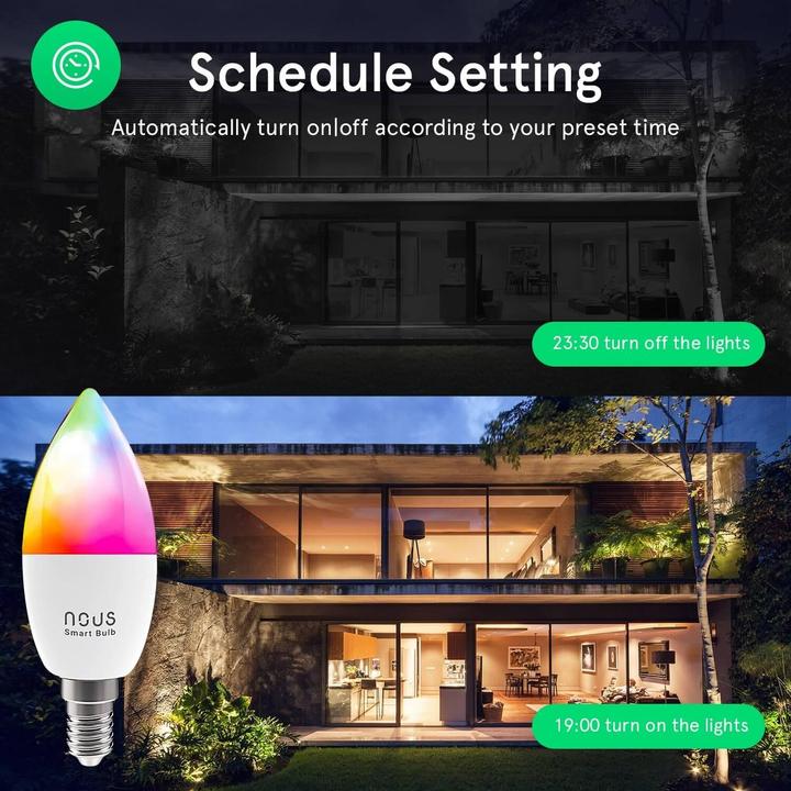 Produktbild Nous P4 Smart WIFI Bulb RGB E14 (2pcs) (E14, 350 lm, 2x)