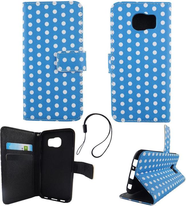 Produktbild König Design Schutz Hülle für Samsung Galaxy S6 Polka Dot Blau Tasche Cover Case Book Style (Samsung Galaxy S6)
