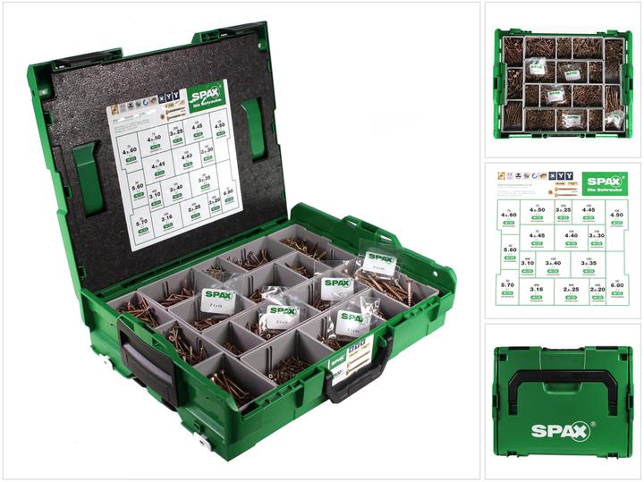 Spax Montagekoffer L-Boxx Kunststoff Pozi Yellox (2925 Schrauben pro Stück)