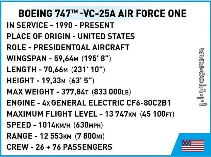 Actual product image Cobi Boeing 747 Air Force One