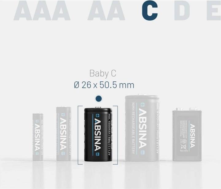 Absina Baby (C)-Akku NiMH 4500 1.2 V 2 St. (2 Stk., C, 4500 mAh)