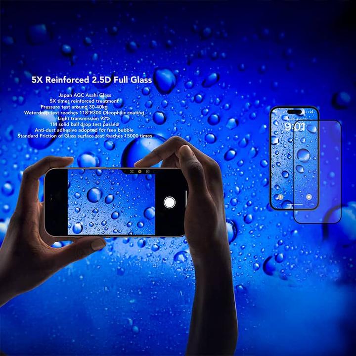 Actual product image Anank - 2.5D 5X Reinforced Full Glass Screen Protector - iPhone 17 Pro Max - Black (1 Piece, Apple iPhone 17 Pro Max)