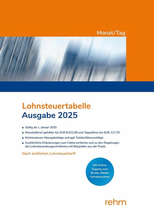 Lohnsteuertabelle Monat/Tag 2025 (512 x)