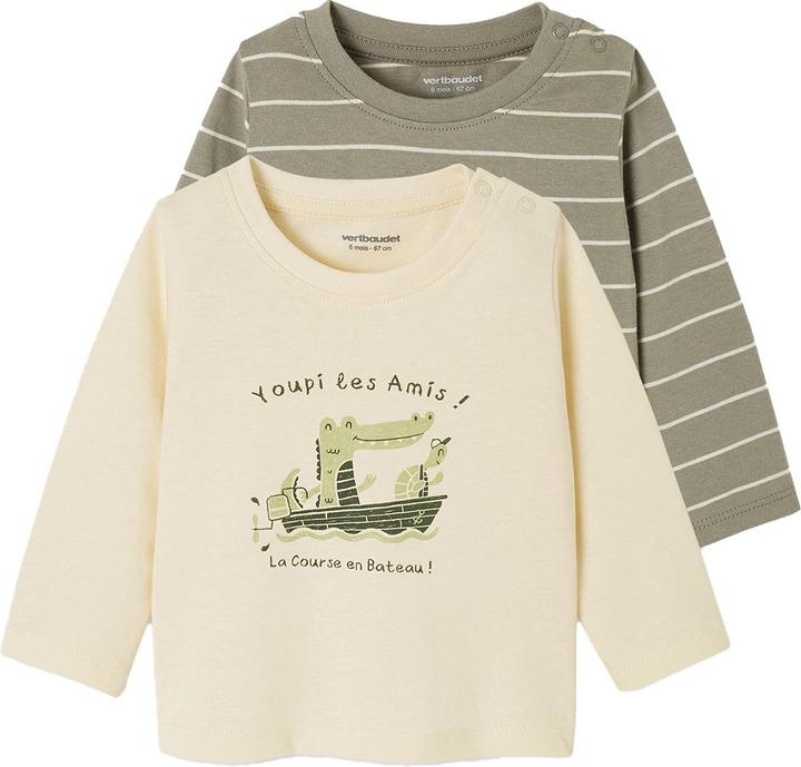 Immagine prodotto Vertbaudet 2er-Pack Baby Shirts BASIC, Print & Streifen (80)