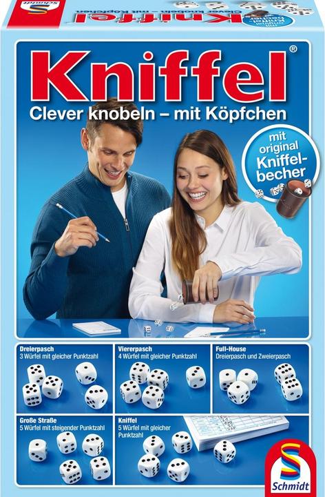 Actual product image Schmidt Spiele Yahtzee with leather dice cup (German, 2 - 8 Players)