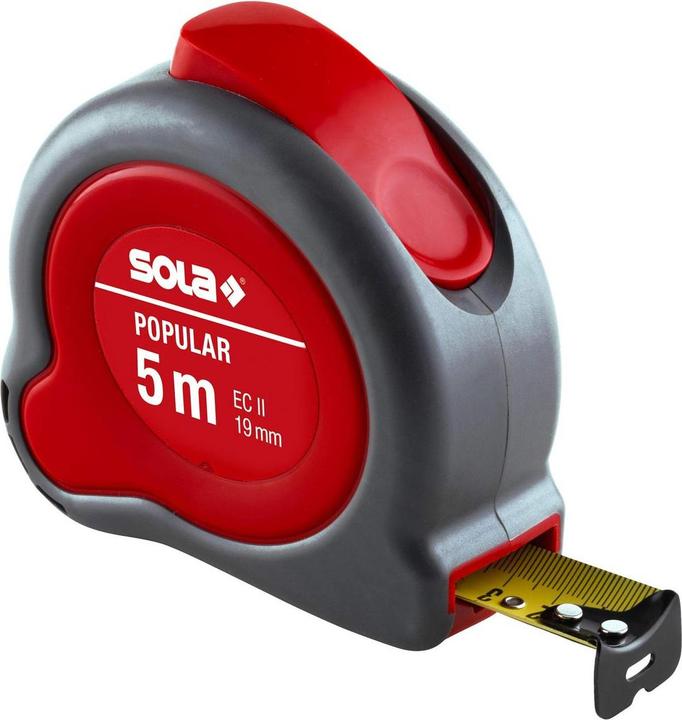 Sola Messwerkzeuge Tape measure - POPULAR - 5m / 19mm - Professional roller tape measure with belt clip - steel tape (5 m)