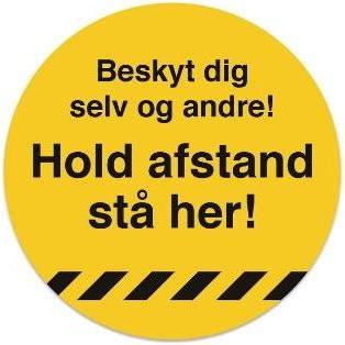 JO Safety, Sicherheitskennzeichnung, Gulvskilt "Hold afstand - stå her" gul gulvfolie Ø33cm - TEMP006