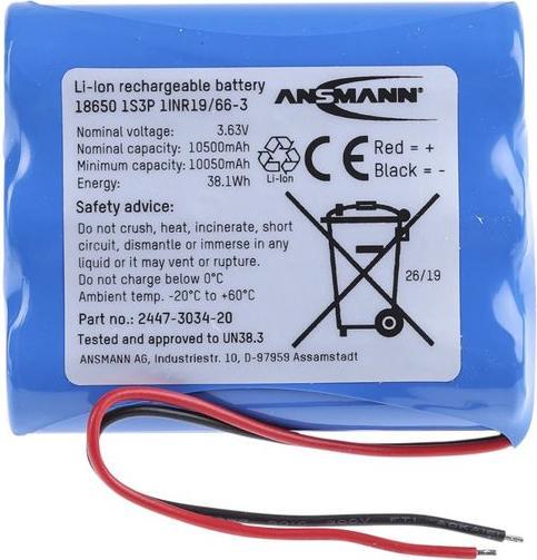 Ansmann Li-Ion Battery Pack 1S3P (1 pcs., 18650, 10500 mAh)