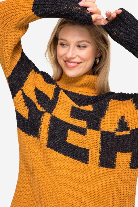 Produktbild Laurasøn Pullover, Colorblocking Wording SEA, zweifarbig, Rollkragen, Langarm (XL)