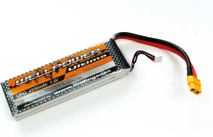 Image du produit Wellpower batterie lipo ultima 4200 mah / 7,4 volt 2s 35/70c ch5/8 xt-60 (7.40 V, 4200 mAh)