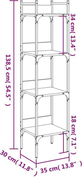 Produktbild vidaXL Bücherregal (35 x 30 x 138.50 cm)