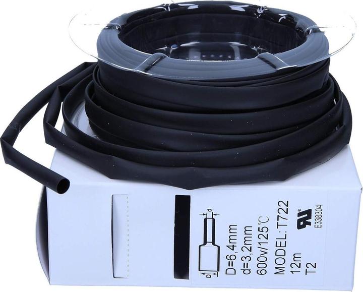 Actual product image Kalitec 12m heat shrink tubing black from 6.4mm to 3.2mm I 2:1 I Industrial quality from German dealer (1 x)