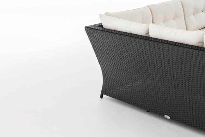 Image du produit Swisshandel24 Ensemble d'angle Sierra en rotin plat blanc crème, noir