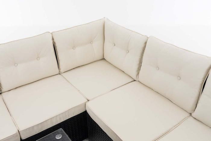 Image du produit Swisshandel24 Ensemble d'angle Sierra en rotin plat blanc crème, noir