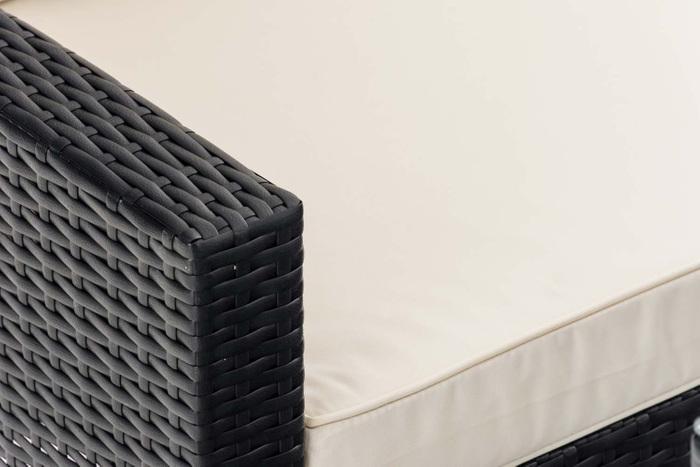 Image du produit Swisshandel24 Ensemble d'angle Sierra en rotin plat blanc crème, noir