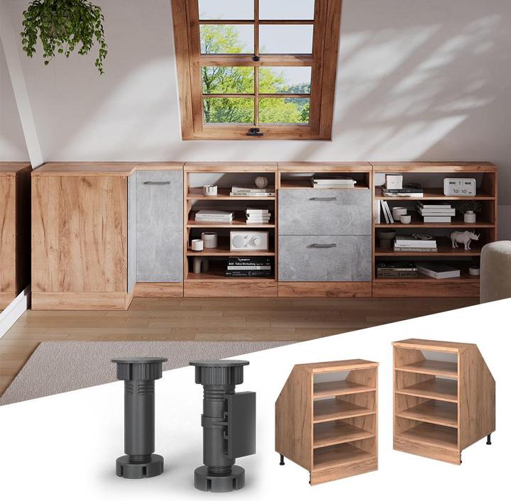Produktbild Vicco Dachschrägenschrank Rion, Goldkraft Eiche, 60 x 81.8 cm mit 4 Fächern, Schrankkorpus 60 cm Tiefe (60 x 60 x 81.80 cm)