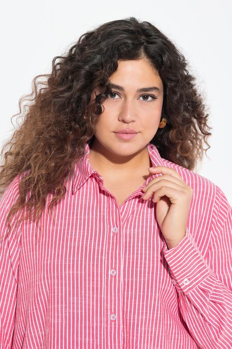Produktbild Ulla Popken Longbluse, Streifen, A-Linie, Hemdkragen, Langarm (50, 52)