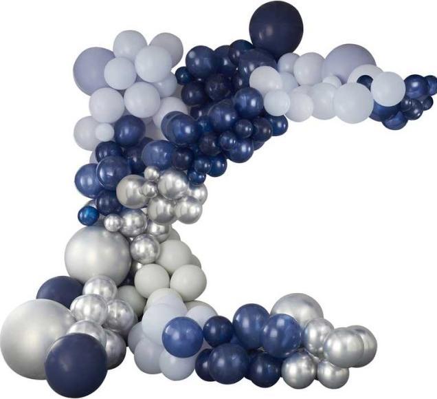 Produktbild Ginger Ray Ballonbogen Navy & Silber - Mix it Blue (100x)