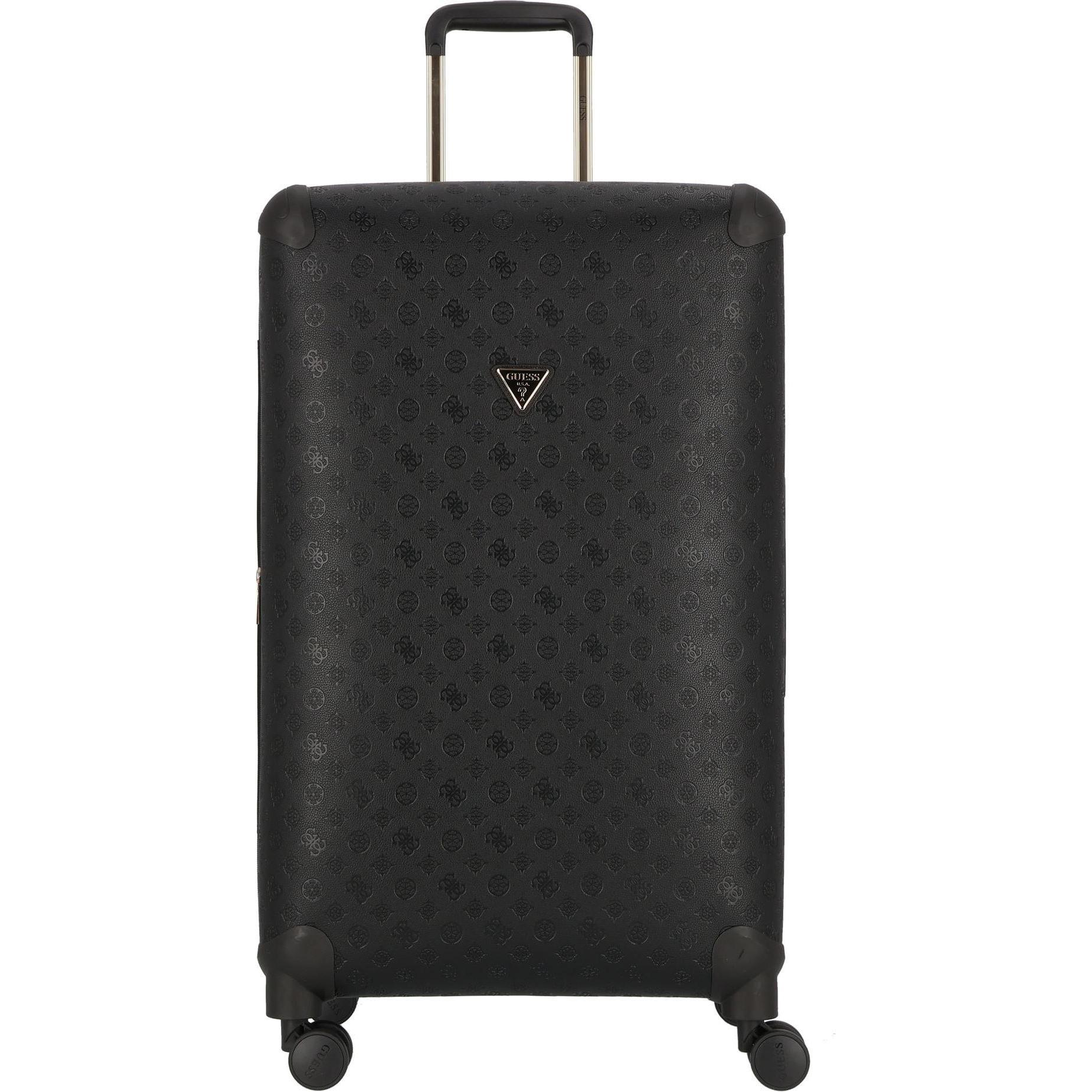 Guess, Koffer, Wilder 4 Rollen Trolley 70 cm mit Dehnfalte, Schwarz, (101 l, L (90 - 115l))