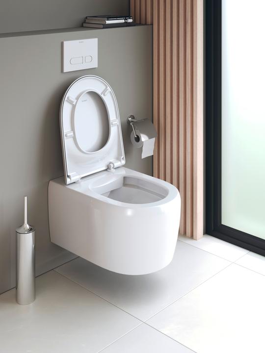 Actual product image Duravit Qatego wall-mounted toilet, low-flush, 385x570x360mm, horizontal outlet, rimless