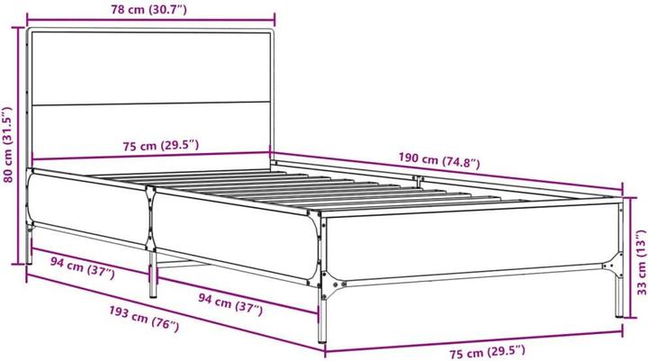Image du produit vidaXL Bettgestell (75 x 190 cm)