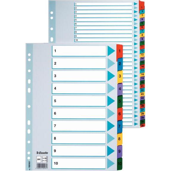 Thumbnail - Esselte, Ordner Zubehör, Register Mylar A4 1-20 Multi C