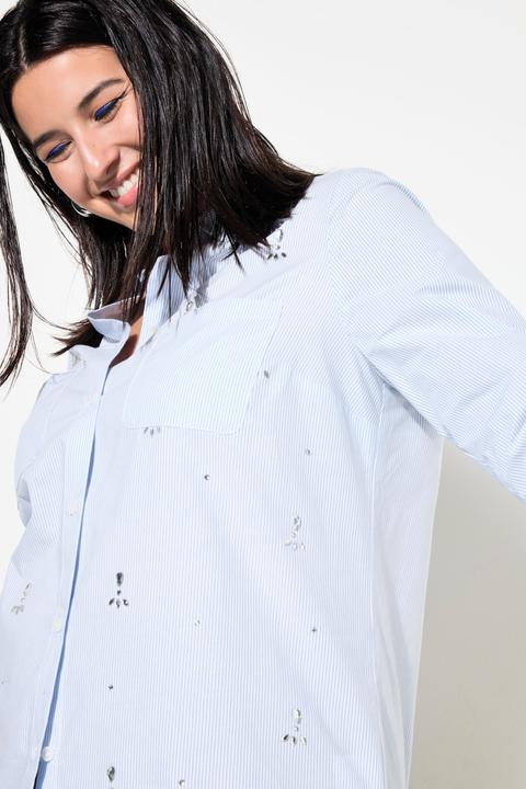 Actual product image Studio Untold Pintsriped Rhinestone Detail Button Down Blouse (42, 44)