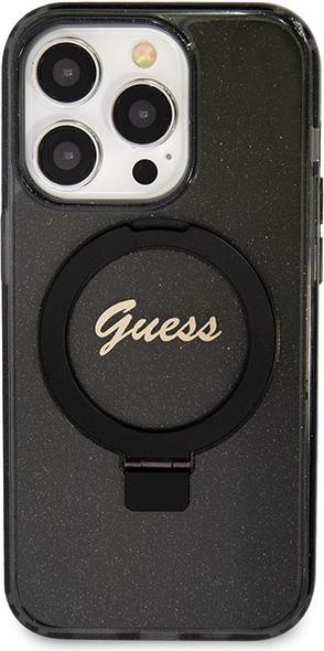 Actual product image Guess GUHMP13XHRSGSK iPhone 13 Pro Max 6.7" czarny/black hardcase Ring Stand Script Glitter MagSafe (Apple iPhone 13 Pro Max)