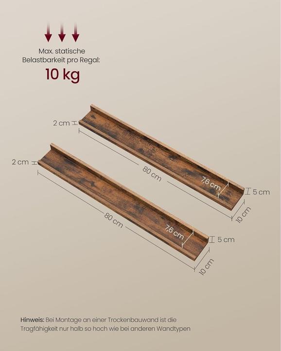 Produktbild Vasagle Wandregale (80 x 10 x 5 cm)