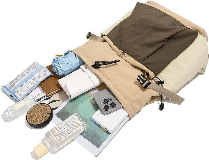 Actual product image Only-Bags.Store Nylon Freizeitrucksack - Leichte, einfarbige Reise-, Einkaufs- und Schultasche mit verstellbaren