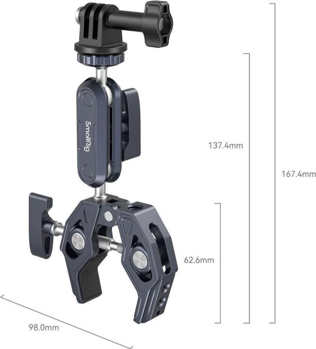 Immagine prodotto SmallRig Morsetto a forma di granchio con braccio magico a testa sferica 3757 (Morsetto per stativo)