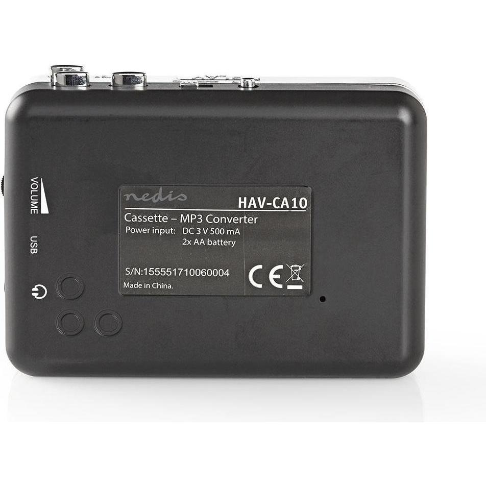 Nedis Tragbarer USB-Kassetten-zu-MP3-Konverter - Kassetten in MP3-Format umwandeln - Mit USB-Kabel, MP3 Player + Portabl...