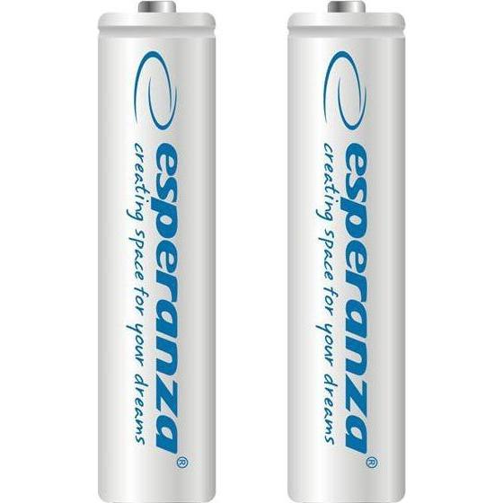 Esperanza EZA101W BATTERIE RICARICABILI Ni-MH AAA 1000MAH 2PCS. - BIANCO (2 pz., AAA, 1000 mAh), Batterie + pile